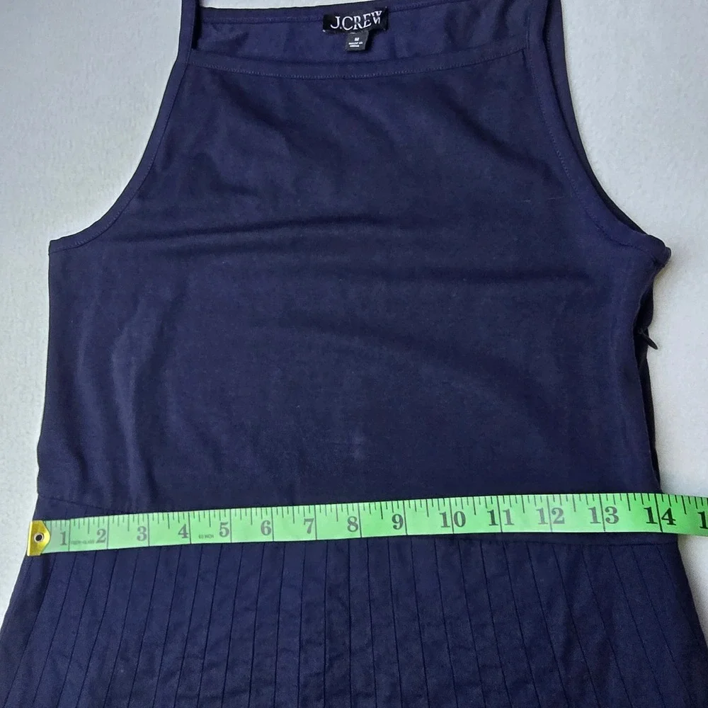 J. Crew NWT Pintuck Mixy Dress Navy Blue Square Neck Midi Pleated Waist Size M